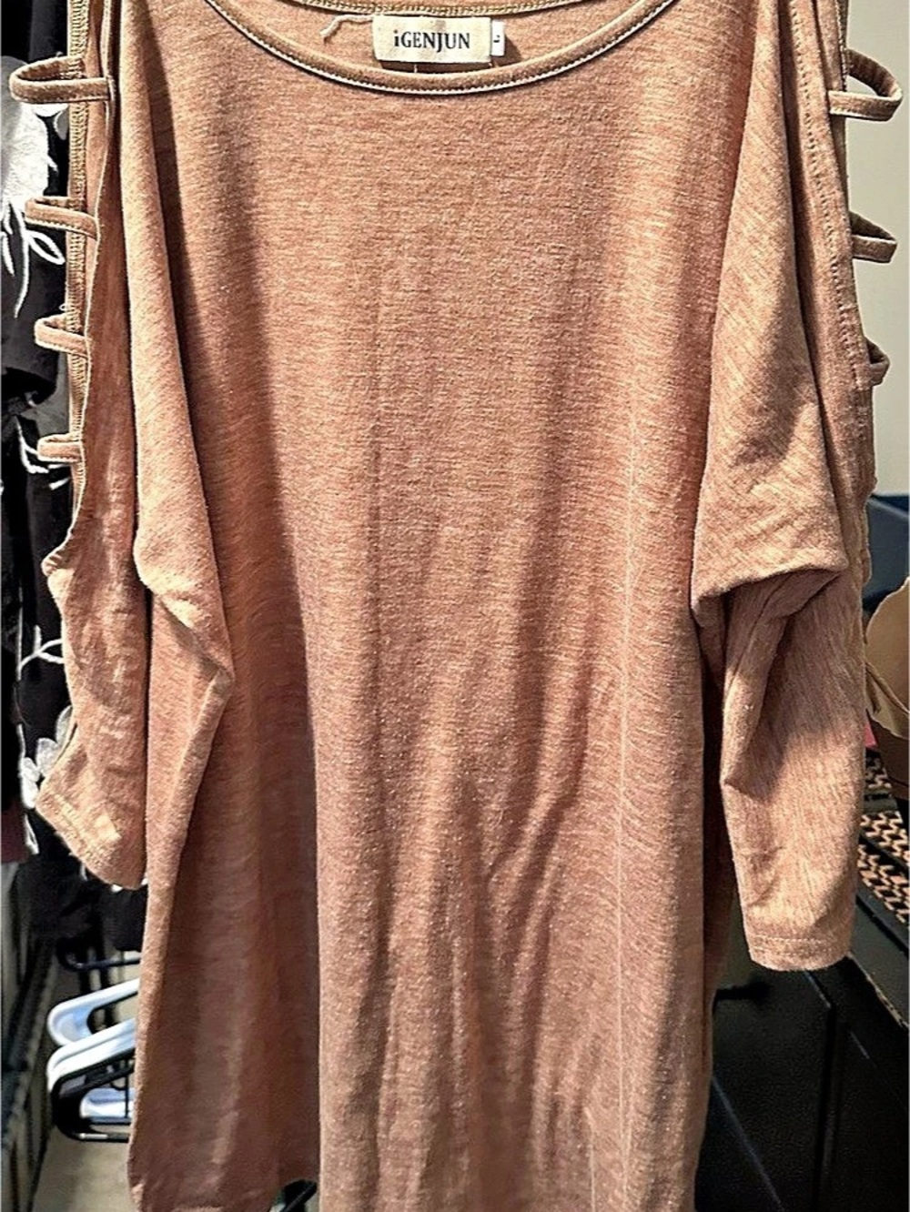 GENUIN Draped Sleeve Tunic in Pink & Blue Like New